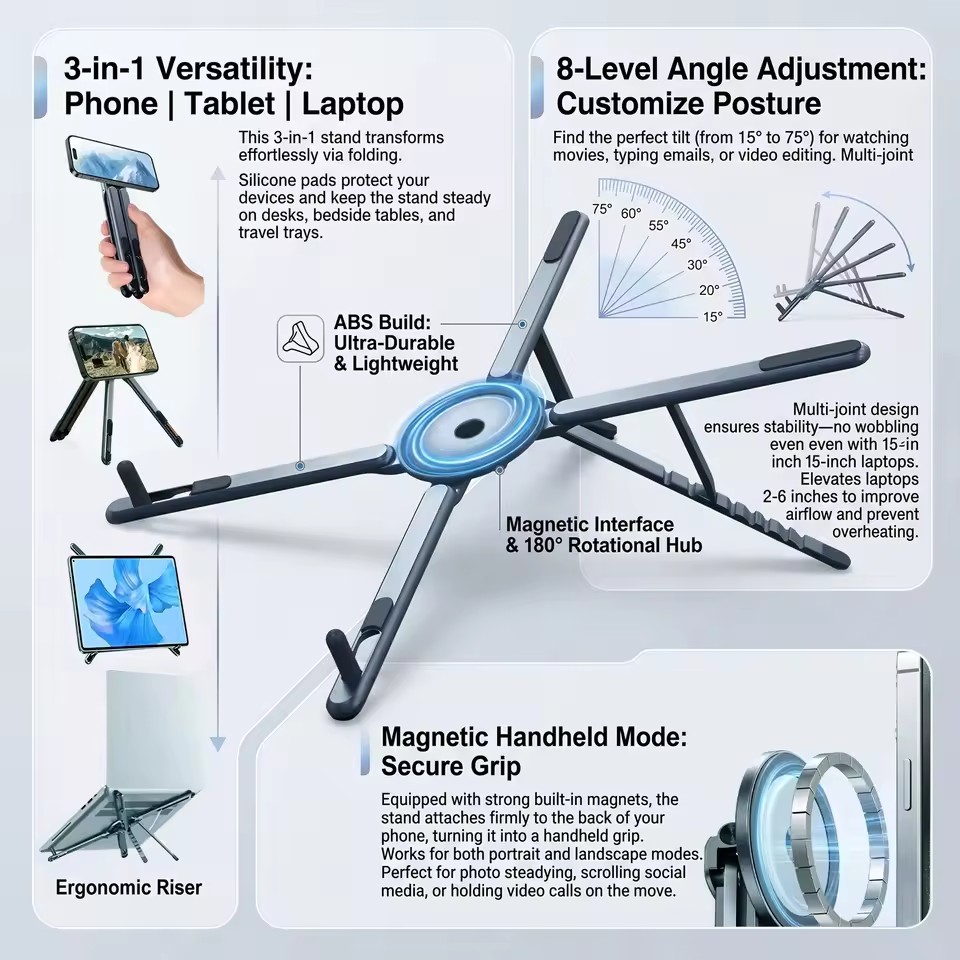 Photography Basics - Draagbare magnetische telefoonhouder & selfie stick
