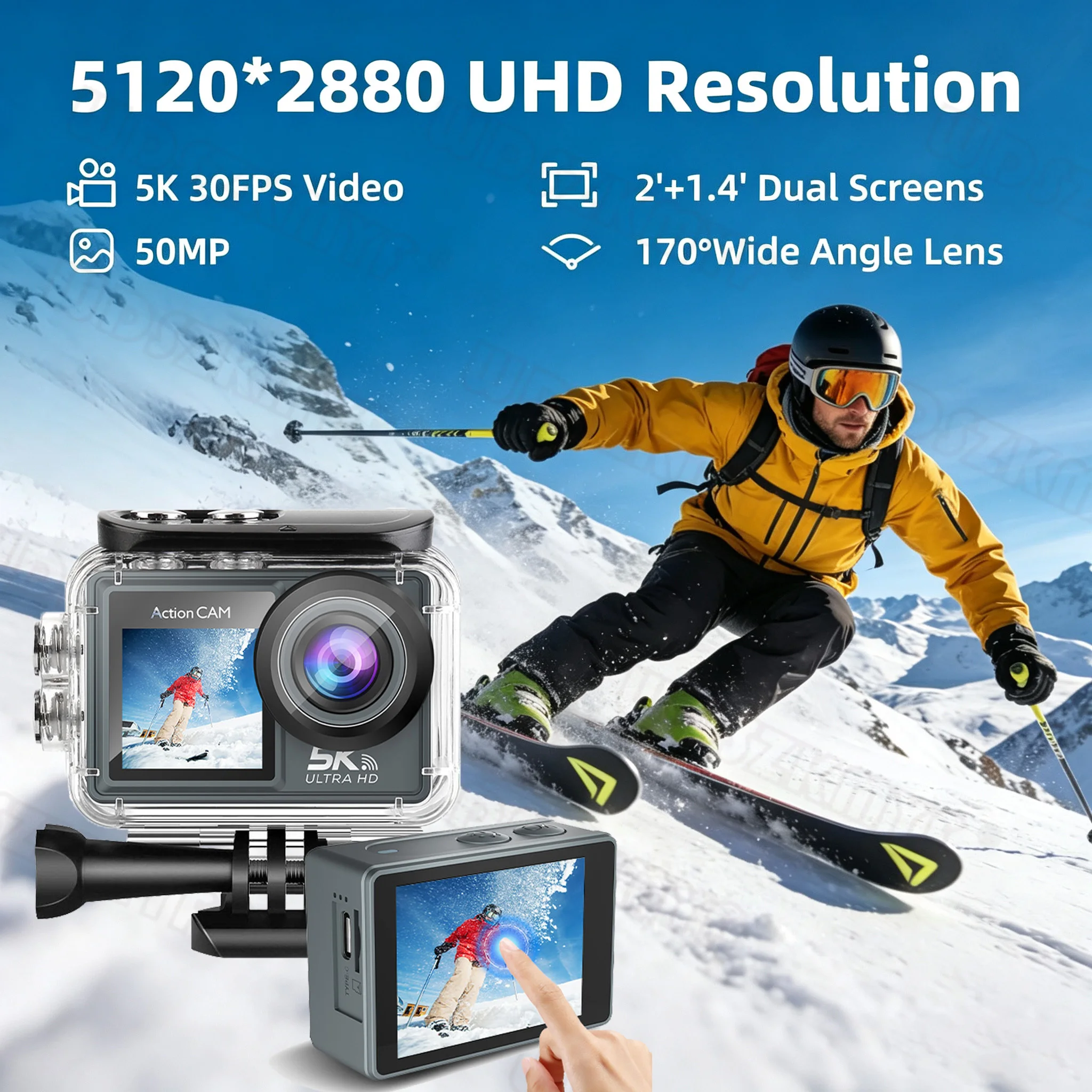 Actiecamera 5K 4K60FPS 24MP 2